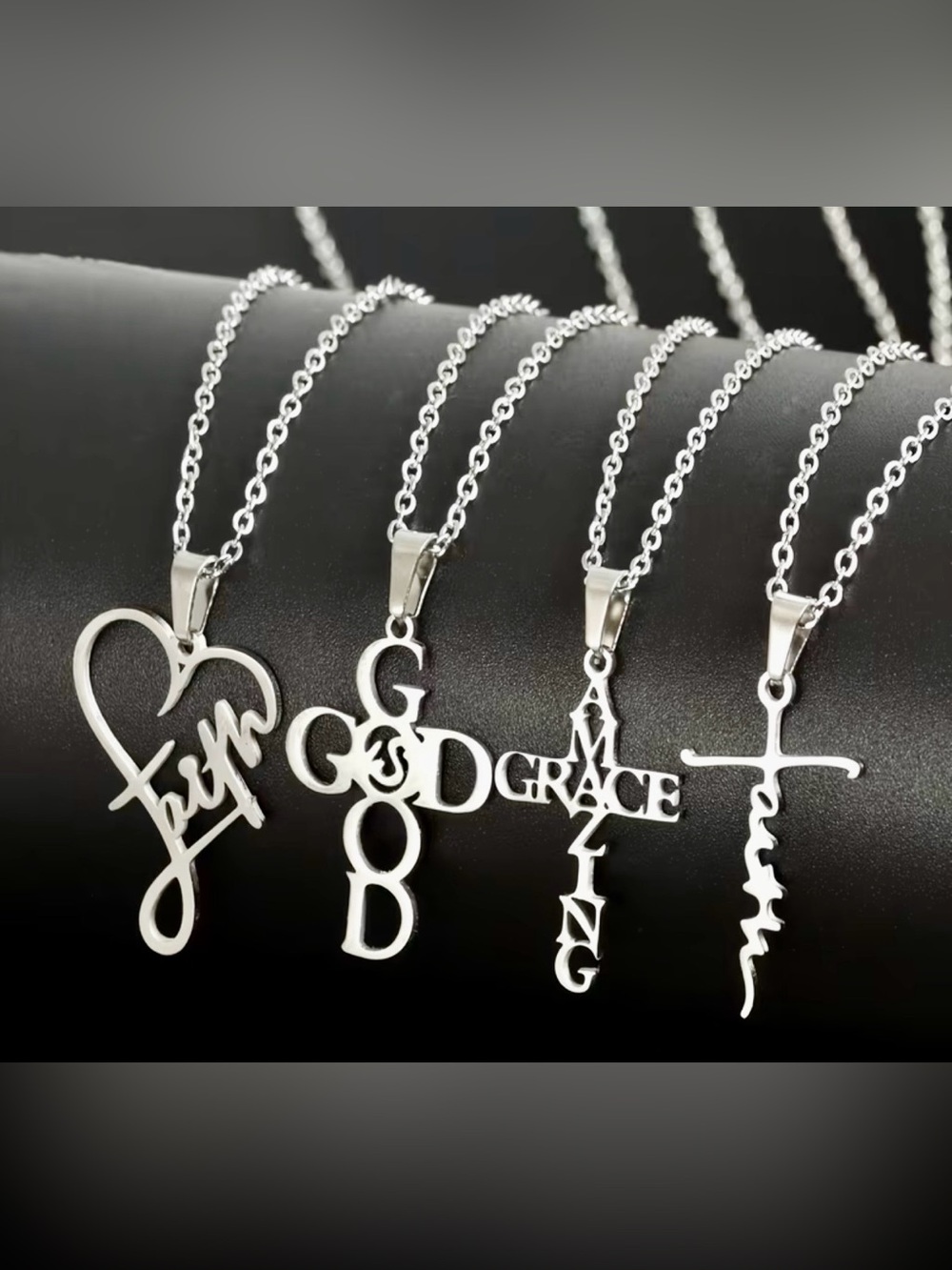Faith & Love Script Necklace Set - Picture 3 of 13